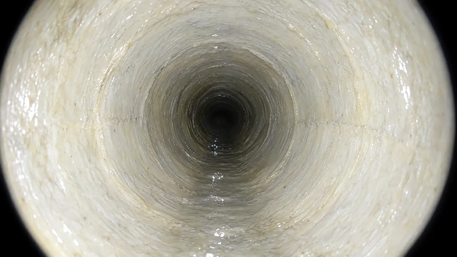 After: Hydro jetting results | Music City Drain After: the inside of a drain pipe with clean pipe walls after jetting