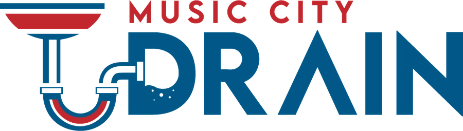 Music City Drain logo: a plumbing trap and plunger with the words Music City Drain